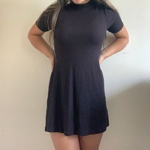 H&M black ribbed dress with mock neck, gently used
